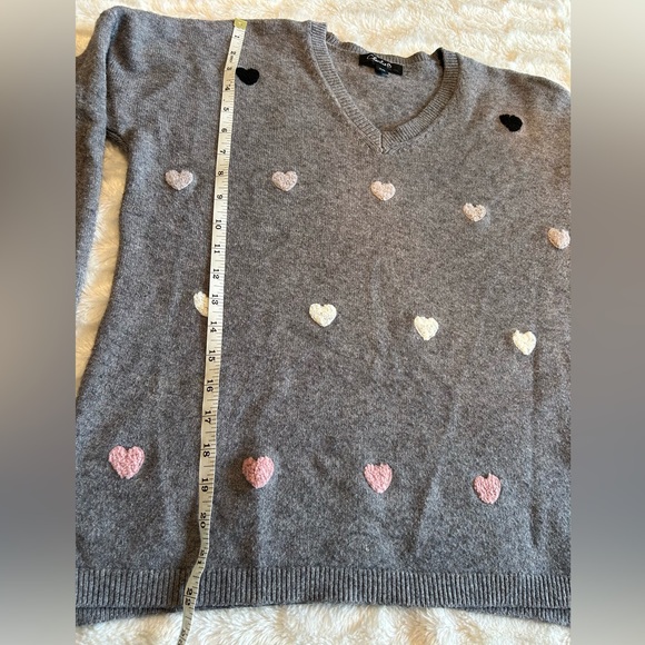 CHARLIE B Gray Sweater with Heart Accents - Picture 8 of 11